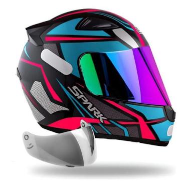 Imagem de Capacete Ebf Spider + Viseira Colorida Espelhada, Spider Tiffany/Vis C