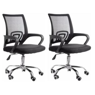 Imagem de Kit 2 Cadeira Ergonômica Escritório Diretor com Rodízios, Tela Mesh e 