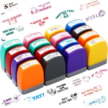 Imagem de Zhehao Conjunto de 16 carimbos de professor para autotinta, materiais para professores, motivacional e encorajador para sala de aula (estilo novo)