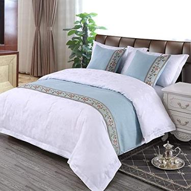 Imagem de Lenço de corredor de cama de hotel protetor de cama macio decoração de linho de cama capa de almofada de extremidade de cama à prova de poeira para cama solteiro queen king size azul ||Apenas 1 fronha