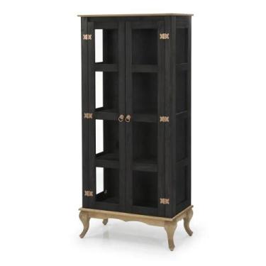 Imagem de Cristaleira 2 portas com vidro lateral - Denk, Preto