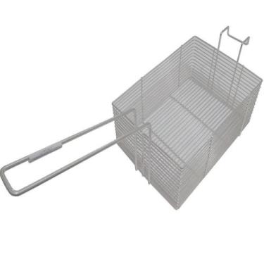 Imagem de 2 Peneira Cesto Fritura Fritadeira Retangula Arame 24X17X9Cm - Alemtex