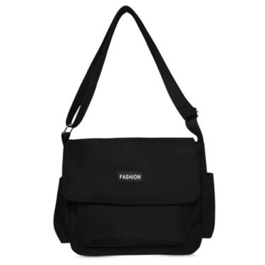 Imagem de ALWY Bolsa Feminina Universitária Nylon Tactel Academia Trabalho Escolar Faculdade Casual (Preto)