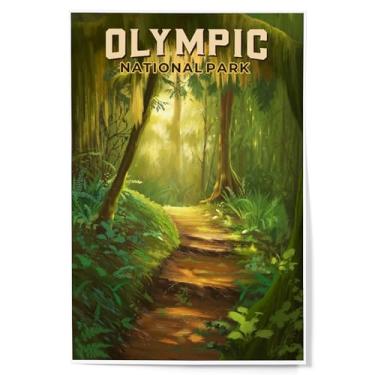 Imagem de Lantern Press Decoração de parede com impressão artística de 30 x 45 cm, Parque Nacional Olímpico, Washington, pintura a óleo