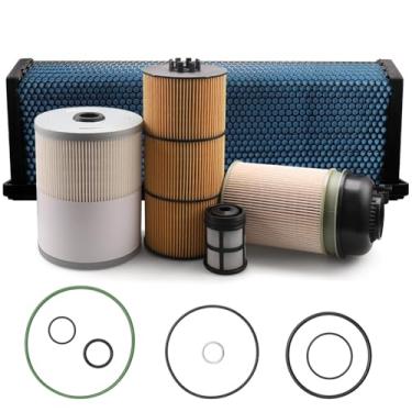Imagem de Erato Kit de filtros AF27879 FS19915 PF9908 P551005 compatível com motores Freightliner DD13 DD15 DD16, inclui filtros separadores de óleo, ar, combustível e água