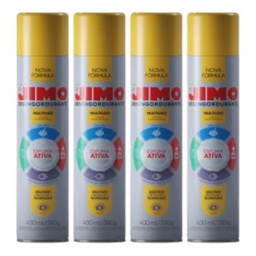 Imagem de Kit 4 Jimo Desengordurante Limpeza Multiuso 400ml Remove Gordura Espum