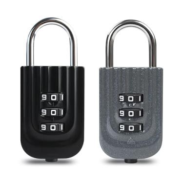 Imagem de UP Security Fechaduras de combinação pequenas para viagens - cadeado de 3 dígitos, travas de bagagem para malas e mochilas, segurança de mini locker, fácil de montar, durável e à prova d'água (preto +