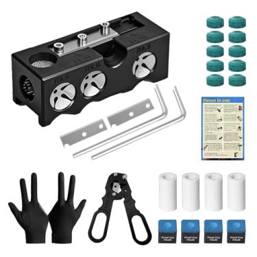 Imagem de ZHIYUEJING Kit de substituição de 27 peças de pontas de taco de sinuca, modelador de ponta de taco de sinuca 11 em 1, kit de substituição de pontas de bastão de piscina, ponta de reparo de taco de