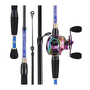 Imagem de Varas de pesca telescópicas combo de varas de pesca 1,8 m -2,4 m isca de fibra de carbono vara de pesca e 6,5:1 relação de engrenagem carretel de pesca telescópica vara de pesca (tamanho: 2,4 m esquerda, cor: caneca grande azul)