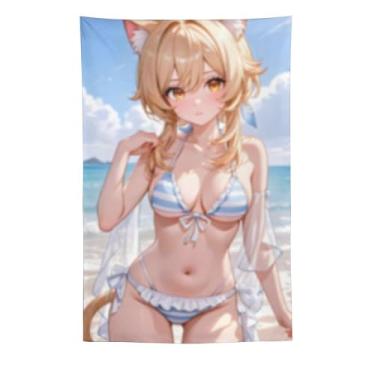 Imagem de LIEGBMEU Sexy Bikini Hot Anime Girl Tapeçaria 152.4 cm x 228.6 cm Interior Exterior Wall Quilt Art Decoração de Tapeçaria Caprichosa, AC030