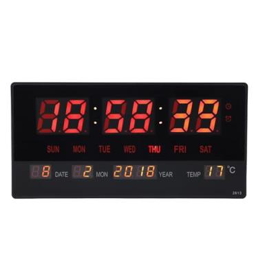 Imagem de KIMISS Grande Relógio de Número Digital de LED Com Temperatura, Alarme de Parede e Função de Memória - Grande Exibição para Casa, Escritório e Estudo