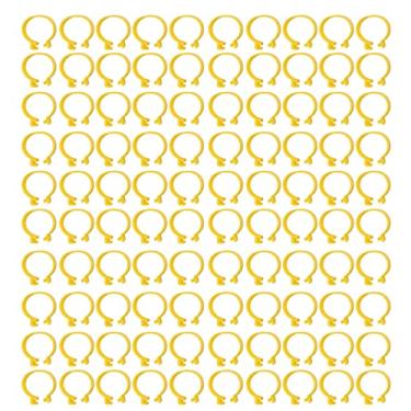 Imagem de Anéis para pés de aves, anéis para pés de aves de plástico reutilizáveis ​​Faixas para pernas com clipe para pássaros, patos e galinhas (100 peças)(18mm-Amarelo)