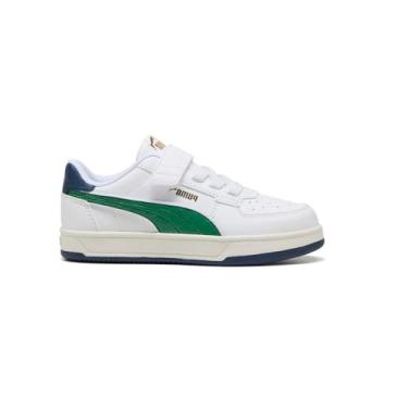 Imagem de PUMA Tênis infantil unissex Caven com fecho alternativo, Branco-Archive Verde-Quente Branco Ah25, 13 Little Kid