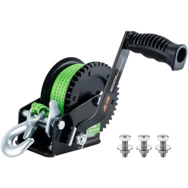 Imagem de AC-DK Guincho de reboque de barco resistente de 725.7 kg com alça de 26 pés, catraca bidirecional e guincho de reboque de engrenagem 4: 1, guincho de manivela portátil para barco, caminhão, reboque