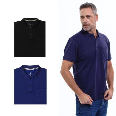 Imagem de Kit 3 Camisa Polo Masculina Pique Premium com Bolso Casual