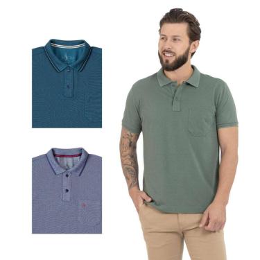 Imagem de Kit 3 Camisa Polo Masculina Pique Premium com Bolso Casual