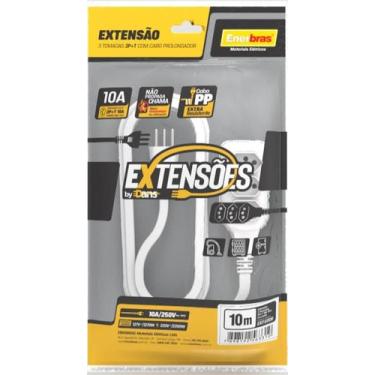 Imagem de Extensão 3 Tomadas 2P+T 10A Branco 10 Metros Bivolt Enerbras