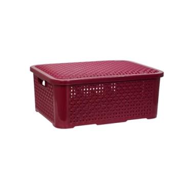 Imagem de Caixa Organizadora Media Rattan Com Tampa 10 Litros (Marsala)