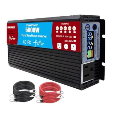 Imagem de HENGJINGTR 5000W Puro Sinus Wave Inverter Charger DC Entrada AC Saída Solar Power Inverter com saídas AC e LCD Display, 72v to110V,Dc 48v,AC 220V 60Hz