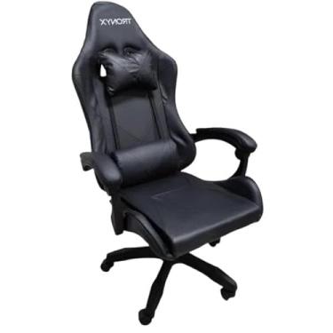 Imagem de Cadeira Gamer Giratória Braços Altura Ajustáveis Reclinável Confortável - PRETO