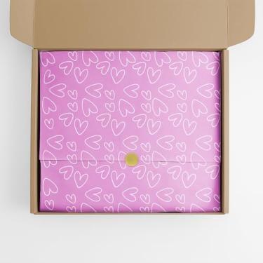 Imagem de Papel de Seda Premium Estampa de Coração 30x68cm com 100 Folhas para Embalagem de Presentes e Decoração (Rosa Bebê)