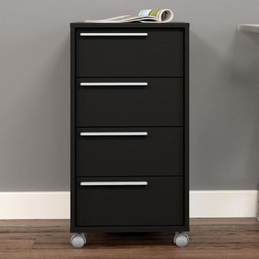 Imagem de Gaveteiro Exclusive 4 Gavetas com Rodízios Preto - Panorama Móveis