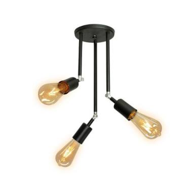 Imagem de Plafon Taschibra Pointer Triplo 3xe27 Bivolt Preto