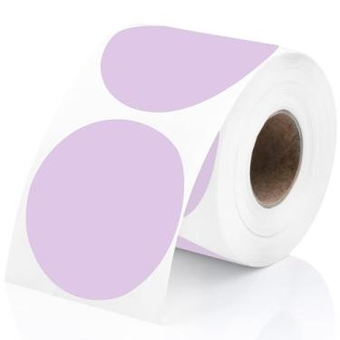 Imagem de Perco Etiquetas adesivas térmicas de círculo redondo lavanda de 5 cm — 300 etiquetas por rolo, compatível com impressora térmica direta, adesivo permanente, cores vibrantes, fixação forte, perfurado