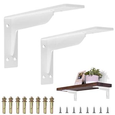 Imagem de FullMonty Suportes De Prateleira Para Indústria De Serviço Pesado Branco De 12", Suportes De Bancada Em L, Suportes De Prateleira De Aço, Suporte De Prateleira De Parede De Metal, Prateleira Triangula