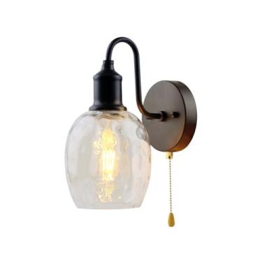 Imagem de VinTopsh Arandela de parede com interruptor de corrente, luz de parede de vidro ondulado de água industrial, luz montada na parede pescoço de ganso para banheiro, sala de estar, quarto, corredor