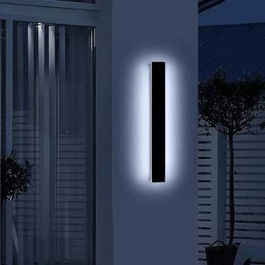 Imagem de Daoseolo Arandela de parede externa moderna de 79,8 cm, luminária externa de LED branco frio 6000K, IP65 à prova d'água, 31W, lâmpada de pátio minimalista preta para casa, varanda, garagem, jardim