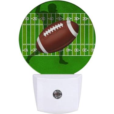 Imagem de EMXION Luz noturna de futebol americano, bola esportiva de campo, luz noturna, plugue na parede, lâmpada de LED, sensor automático, crepúsculo ao amanhecer para quartos/cozinhas/banheiros/corredores