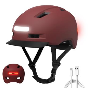 Imagem de Shinmax Capacete de bicicleta adulto com luz LED recarregável por USB frontal e traseira capacete de ciclismo ajustável para homens e mulheres [certificado de segurança] capacete de bicicleta de