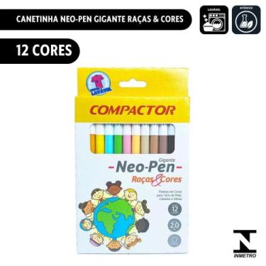Imagem de Canetinha Hidrocor 12 Cores Raças e Cores Gigante Compactor
