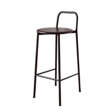 Imagem de Banco de bar de pub Cadeira grande de ferro forjado para balcão bar restaurante casual com encosto, cadeira perna alta 75 cm(Preto)