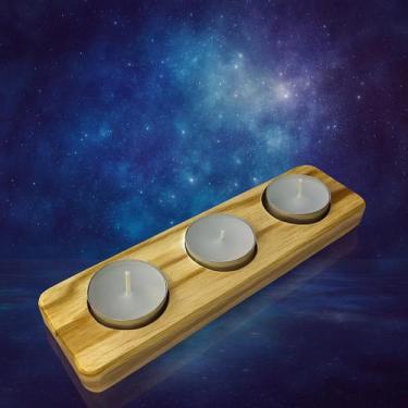 Imagem de Porta Vela Rechaud Triplo Madeira Decoração Presente - META ATACADO