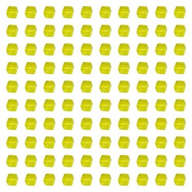 Imagem de YIJU 100x Cubos de acrílico, dados em branco, blocos de construção, brinquedos de treinamento sensorial para jogos de tabuleiro de mesa, Amarelo