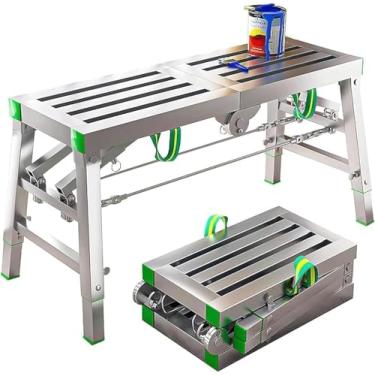 Imagem de Plataforma De Trabalho Dobrável, Plataforma De Trabalho, Capacidade De Carga 400kg - Andaime Portátil E Ajustável Em Altura, Banquinho De Alumínio, 160×40cm
