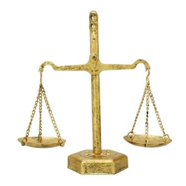 Imagem de Owlgift Suporte de joias vintage em ouro "Escala da Justiça" – Suporte de joias de metal de ferro, 15 cm L × 24 cm A × 7 cm P – Presente decorativo de lei antiga para advogado, juiz, leiloeiro, peça
