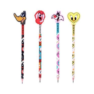 Imagem de Kit 4 Lápis HB C/ Borracha Escolar Looney Tunes Leo & Leo - Leo&Leo