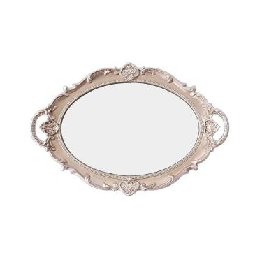 Imagem de Bandeja Oval Espelhada De Plástico Com Alça 25x37cm