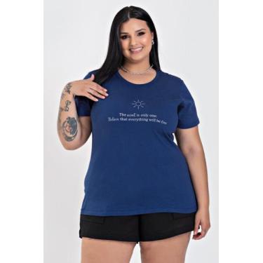 Imagem de T-shirt Feminina Plus Size Malha Algodão Estampada "THE SECRET IS ONLY