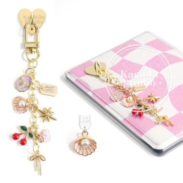 Imagem de Kaciola Correntes de berloque para leitor eletrônico com pingente tipo C, pingente de laço de corrente de concha fofo e-reader pulseiras acessórios presente para leitores amantes de livros, pingentes