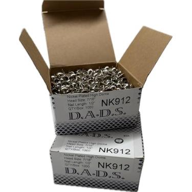 Imagem de D.A.D.S. Tachinhas de estofamento, cabeças de unhas decorativas, tachas de estofamento para móveis, tachas decorativas DIY, alfinetes de estofamento, (cúpula alta niquelada)