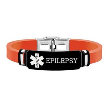 Imagem de Uloveido Pulseira feminina com texto personalizado/código QR para identificação médica - Informações de emergência graváveis com alerta de saúde confortável comprimento da pulseira 20,5 cm/8 polegadas