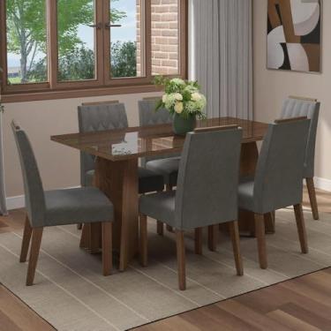 Imagem de Conjunto Sala de Jantar Tampo de Vidro 6 Cadeiras Rustic/silver Sintra Madesa