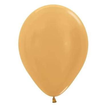 Imagem de Balão de látex redondo dourado metálico 12,7 cm | 50 balões