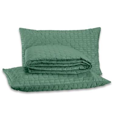 Imagem de Kit Cobre Leito Colcha CASAL Mônaco Fitado Percal Soft 300 Fios com Fr