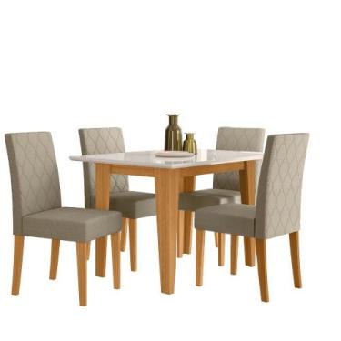 Imagem de Sala de Jantar Kate 120x90 Tampo com Vidro 4 Cadeiras Jade Poliman Móv