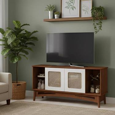 Imagem de Rack de Madeira para TV Até 55 Polegadas com 2 Portas e Pés Retos - Im